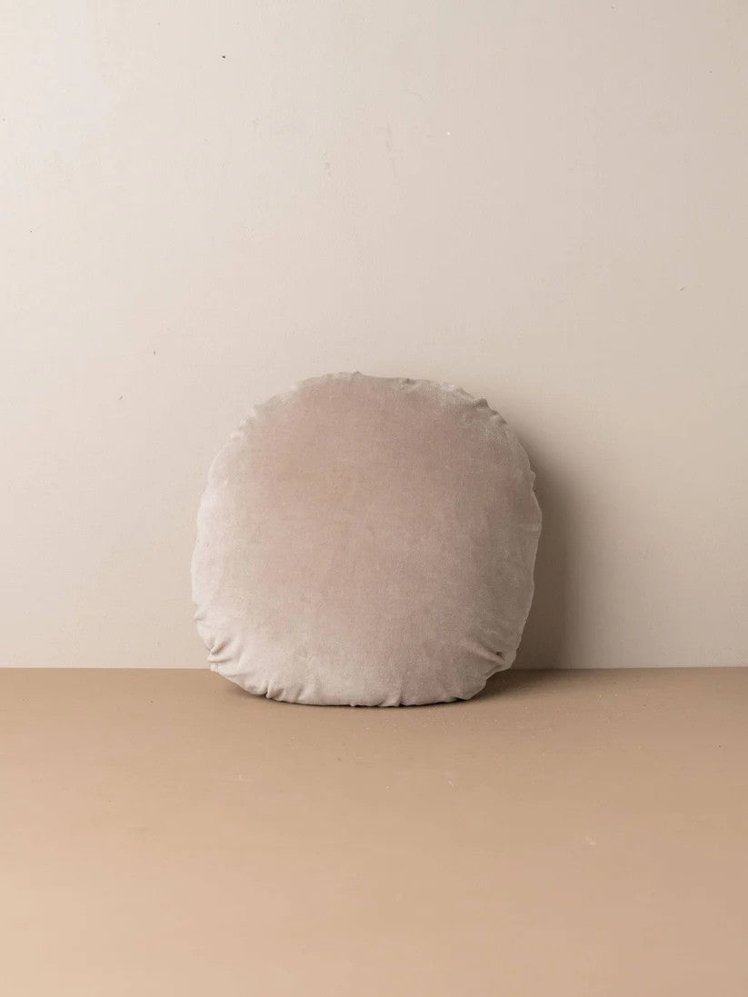 Linen Velvet Round Pillow Stone