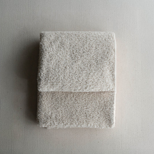 Minimal White Boucle Throw Blanket