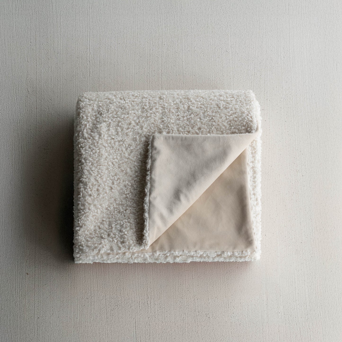 Minimal White Boucle Throw Blanket