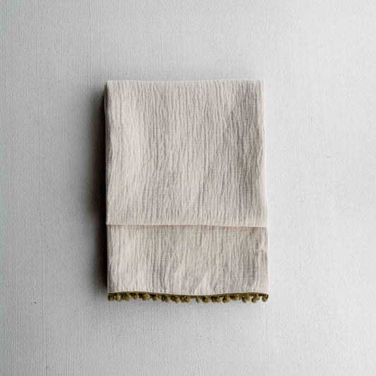 Handmade Linen Throw Blanket With Green Overlook