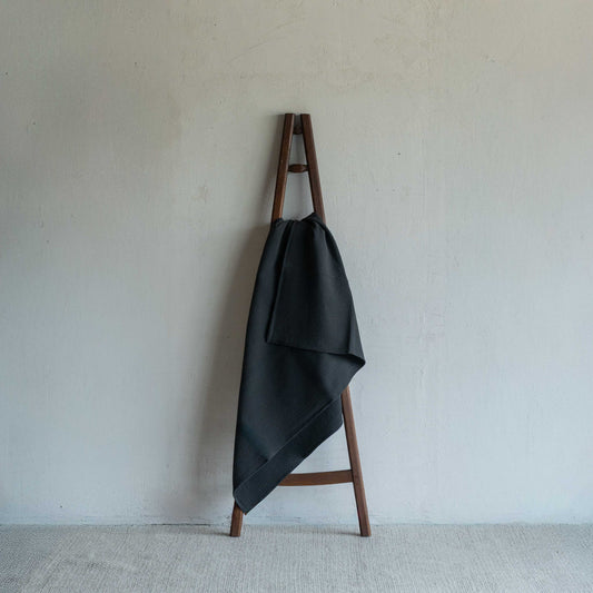 Black Stone Haze Linen Throw Blanket