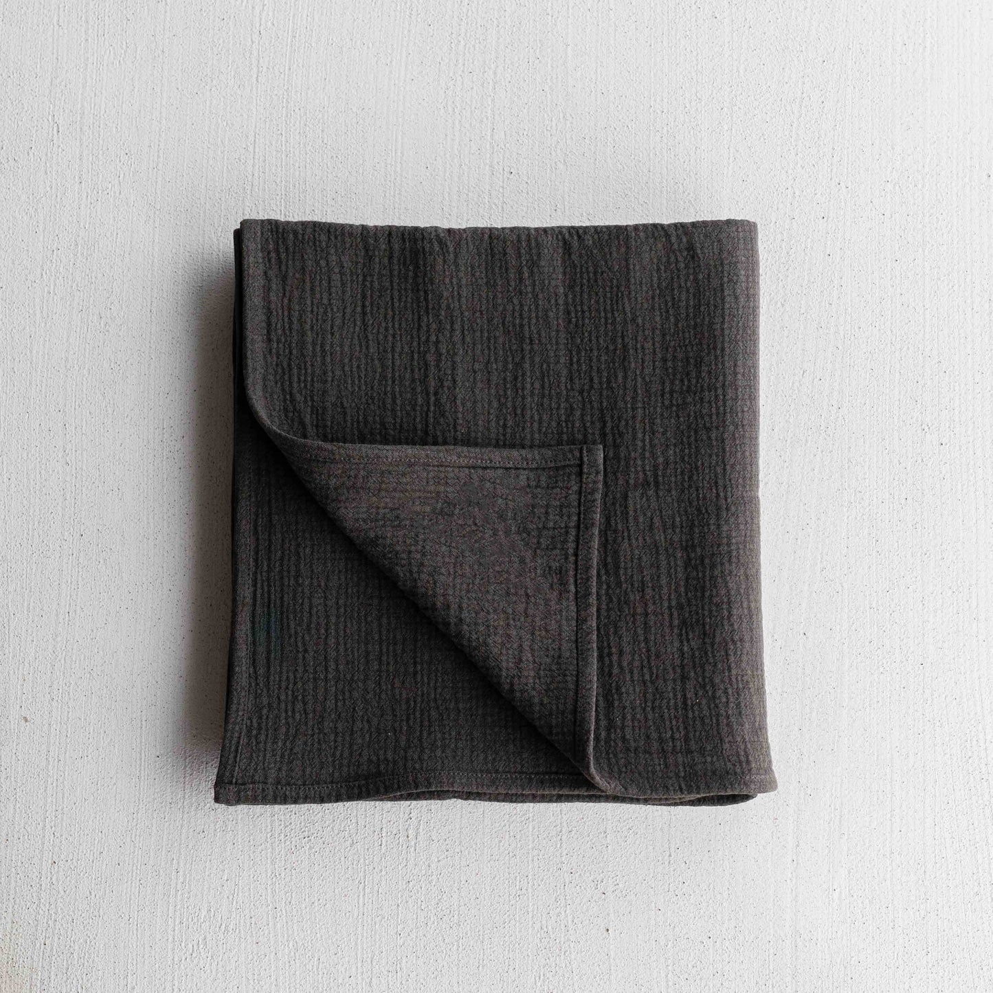 Black Stone Haze Linen Throw Blanket