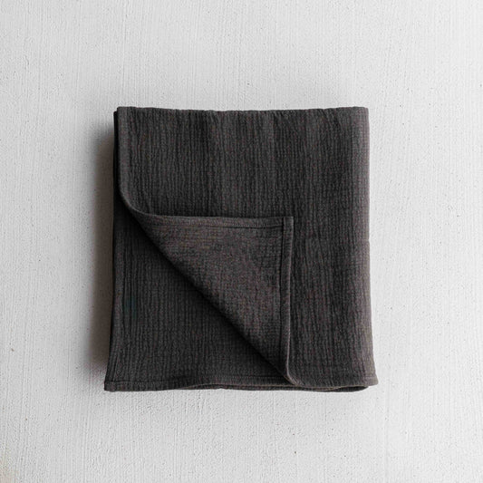 Black Stone Haze Linen Throw Blanket