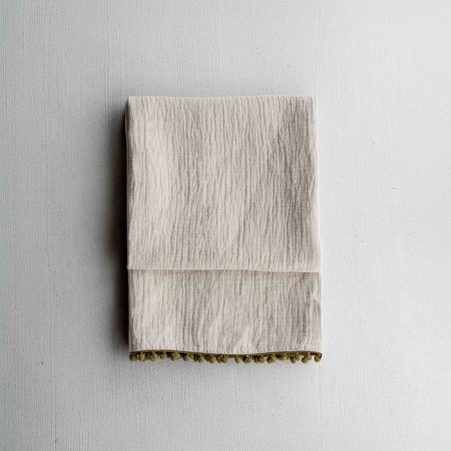 Handmade Linen Throw Blanket With Green Overlook