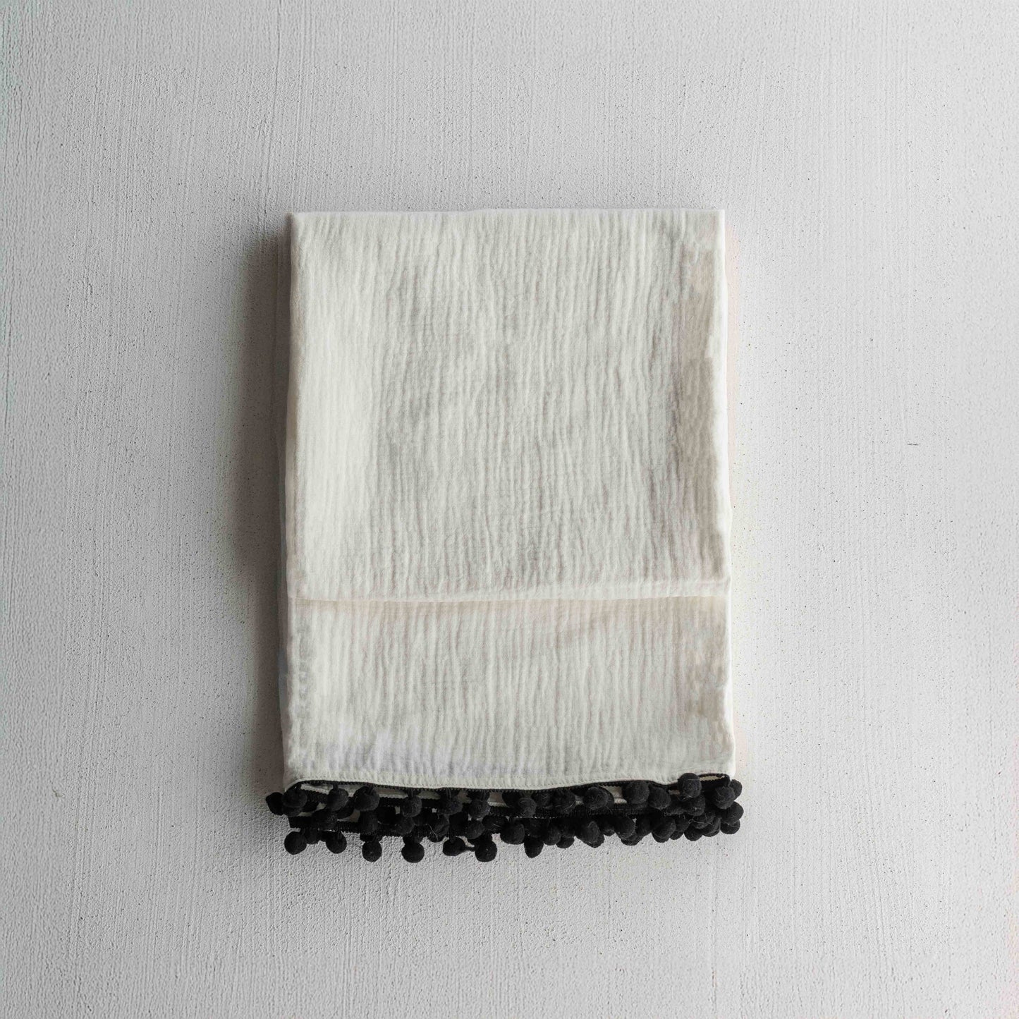 Blush Tassel Linen White Throw Blanket