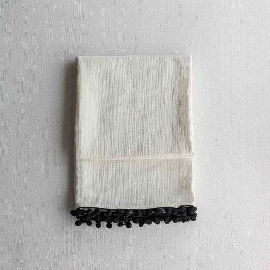 Blush Tassel Linen White Throw Blanket