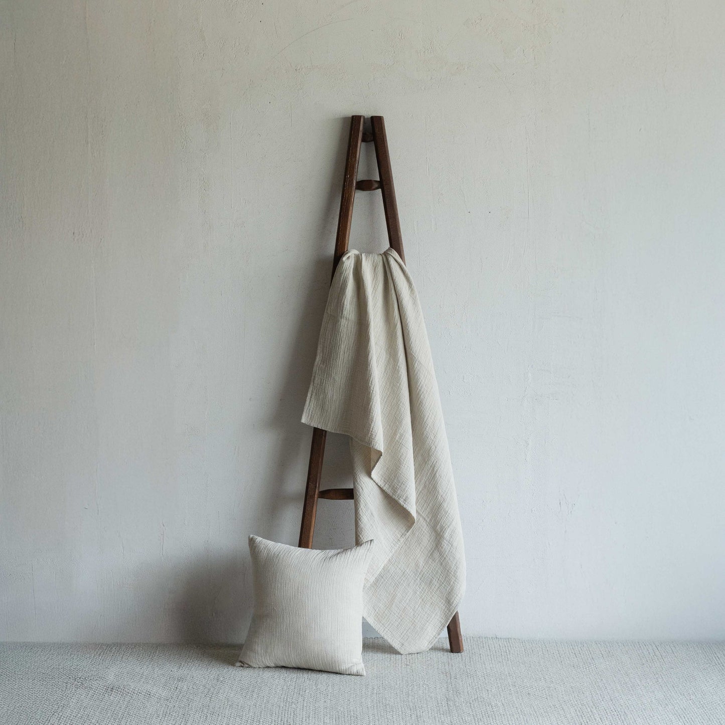 Haze Beige Linen Throw Blanket