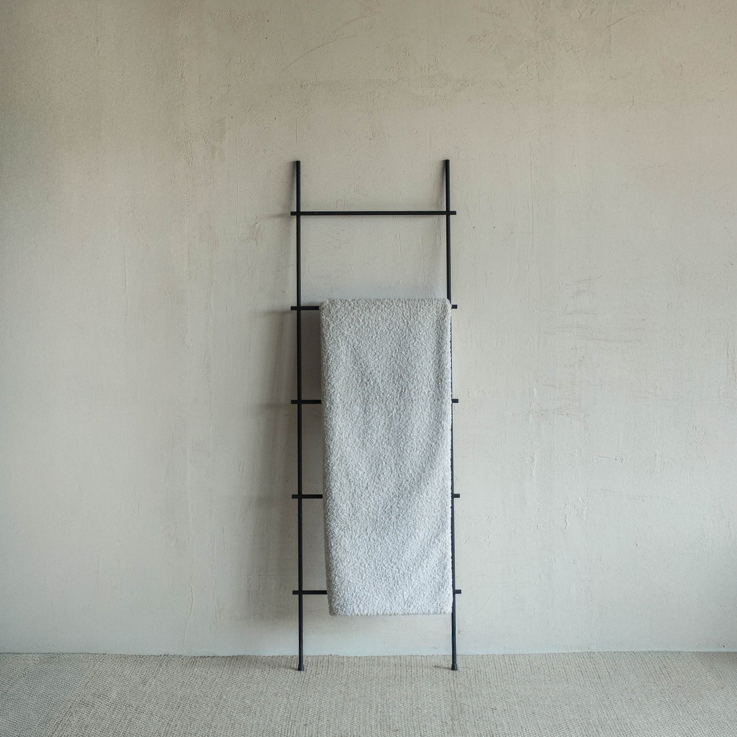 Minimal White Boucle Throw Blanket