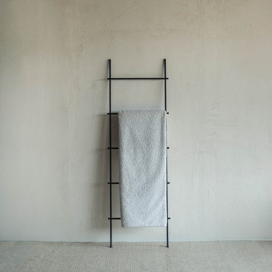 Minimal White Boucle Throw Blanket