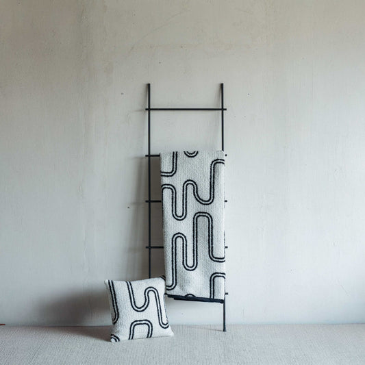 Blanc Curve Linen White Throw Blanket