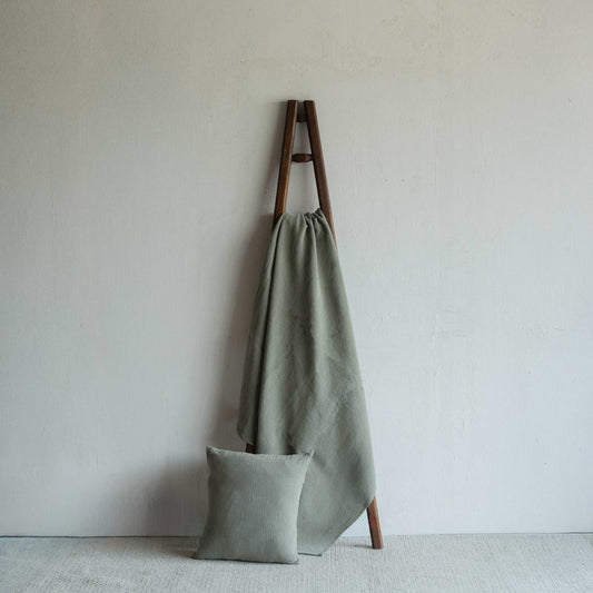 Haze Green Linen Throw Blanket